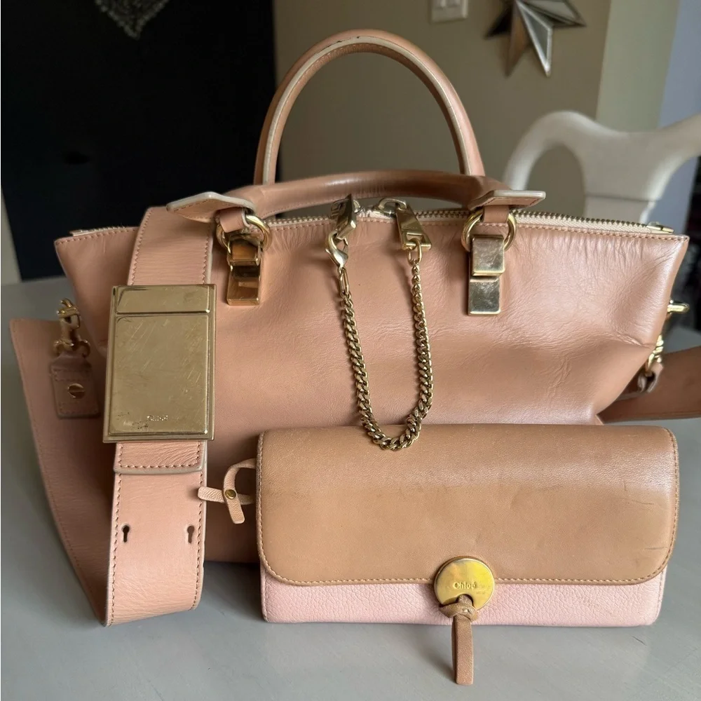 Authentic Chloe Baylee two tone medium shoulder/crossbody purse w/ Chloe wallet